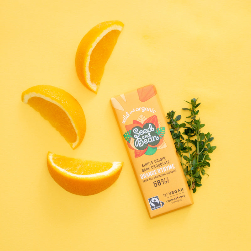 Sweet Orange & Thyme Dark Mini Bar 25g (58% Cocoa)