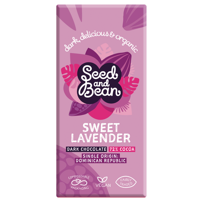 Sweet Lavender Extra Dark Chocolate 75g Bar (72% Cocoa)