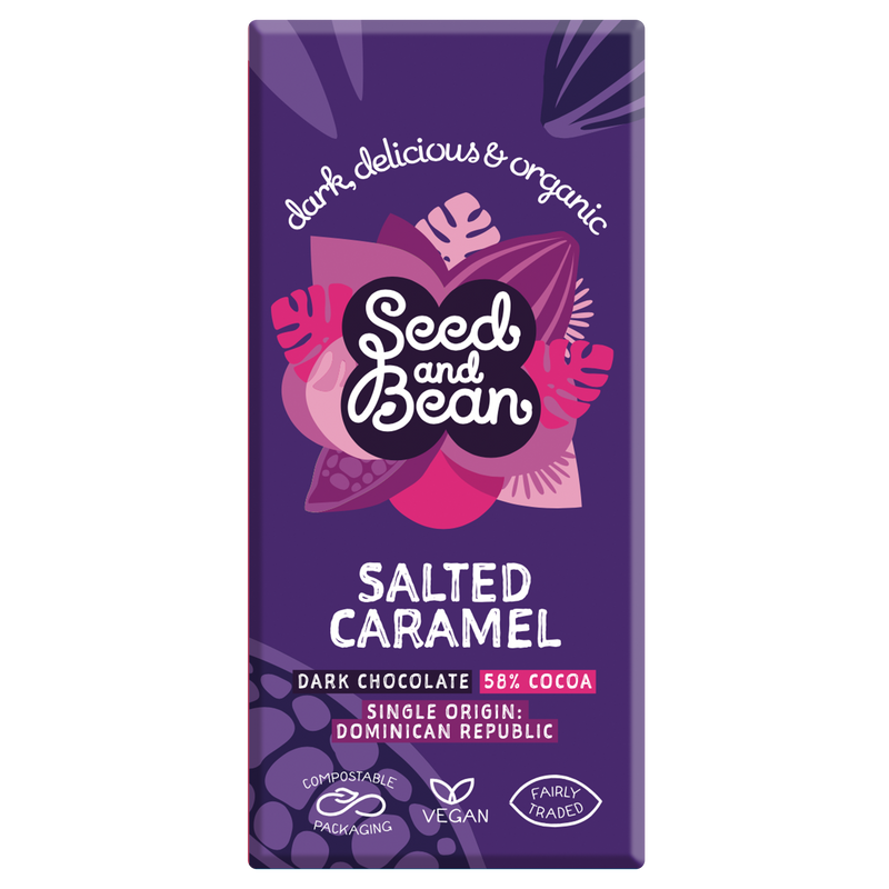 Salted Caramel Dark Chocolate 75g Bar (58% Cocoa)